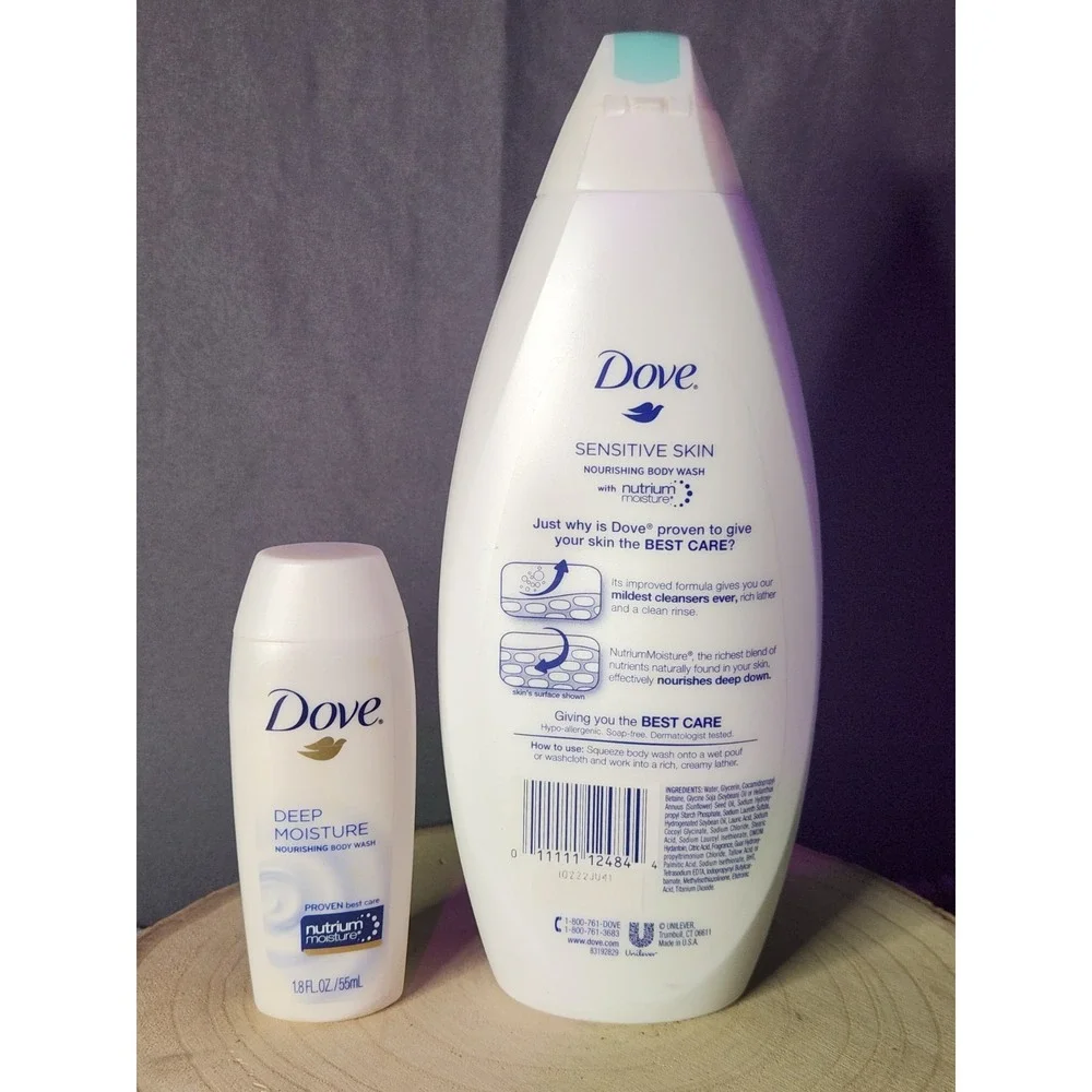 Dove Sensitive‎ Skin Body Wash 16 OZ~NEW OLD STOCK+Trial Size Bonus Included!